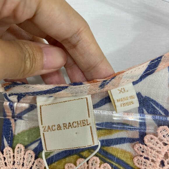 New Zac & Rachel XL Colorful Lace Detail Square Neck Cottgecore Feminine Blouse - Picture 2 of 10